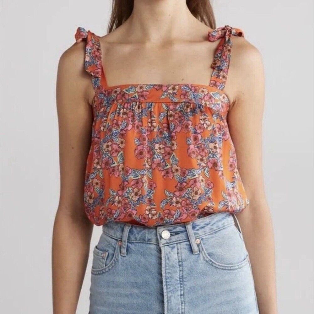 FRNCH PARIS Women Size M Floral Vera Top With Gigliola Print Feminine Boho